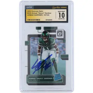 Ahmad Gardner New York Jets Autographed 2022 Panini Donruss Optic #228 CGC Fanatics Witnessed Authenticated 10/10 Rookie Card - Fanatics Authentic Certified