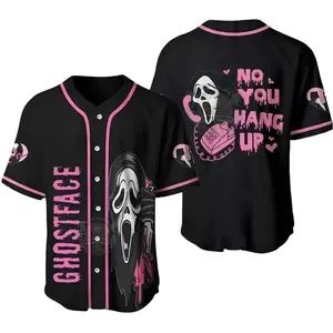 Personalized GhostFace Scream Scary Movie Character Halloween Baseball Jersey for Men Women Custom Name Sport Shirt Gift for Him Comfortable Flexible Material