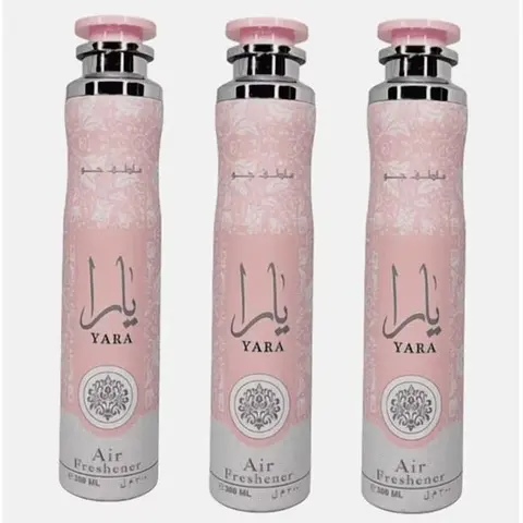 Lattafa Yara Arabian Room Air Freshener Spray Pack of 3 - 10.1 fl oz Each, Long-Lasting Floral & Fruity Aroma Scent Fragrance for Home Care