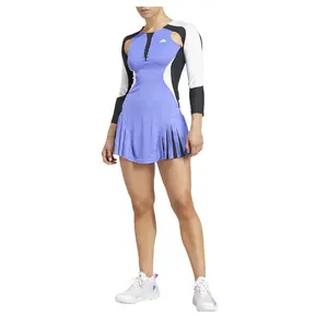 adidas Womens Promo Premium Long Sleeve Mini Dress Tennis Casual Casual - Blue