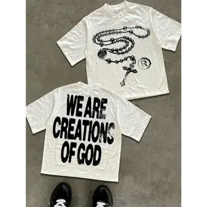 High - Street Religious - Themed Tee With 'We Are Creations Of God' Slogan Printed T-Shirts, T Shirt Unisex T-Shirts