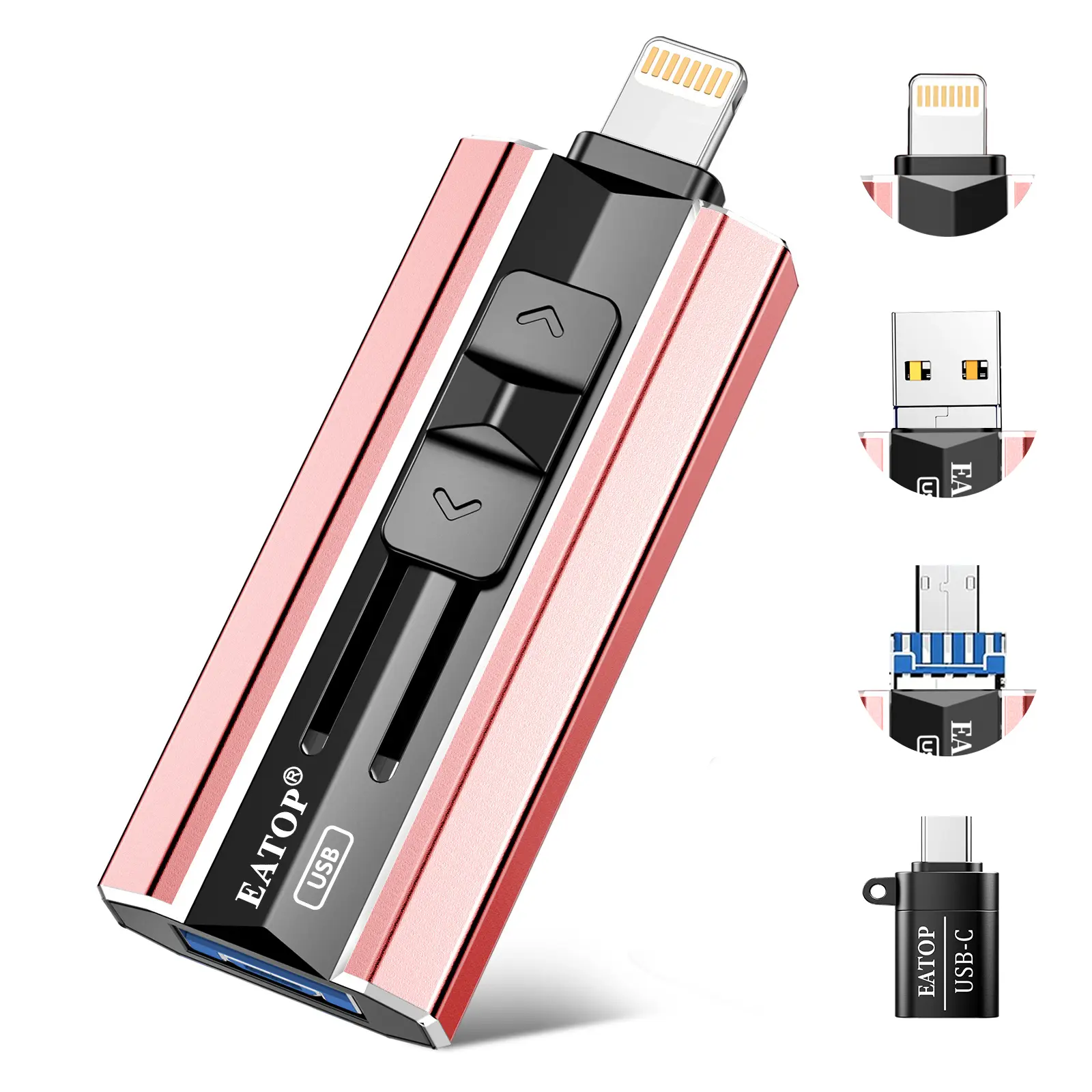 EATOP Portable Phone Flash Drive Small Memory Stick Storage Save More Photos Videos Files For iPhone iPad Androidphone PCs Mini USB External Memory Storage No App Required summerwins