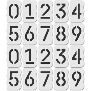 Curb Stencil Kit for Address Painting – Includes All Numbers, 4-Inch Durable & Reusable Plastic Stencils for Sidewalks, Pavement, and Industrial Use (2 of Each, Classic Font)