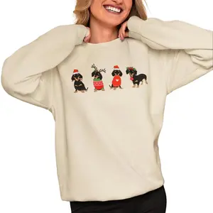 Christmas Dachshund Sweatshirt Unique Funny Sweater with Dog  Animal Friends Gift Holidays Cotton Polyester