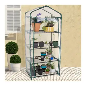 Pure Garden 4 Tier Mini Greenhouse with PVC Cover
