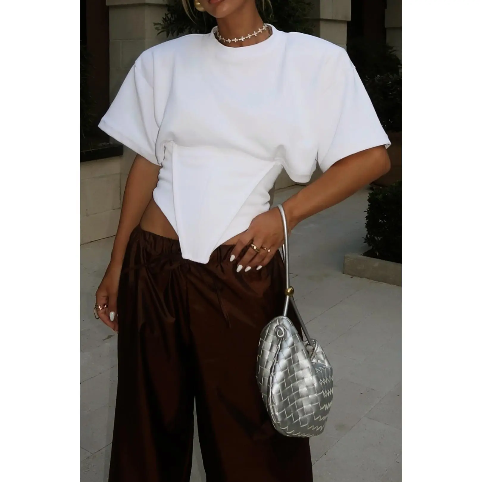 Corset Waist Short Sleeve T-Shirt