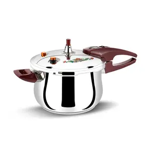 HCX Stainless Steel Button-Lock Pressure Cooker 20cm5L/22cm6L Safe Stylish for Home Cooking with Dual Valves & Anti-Clog Filter