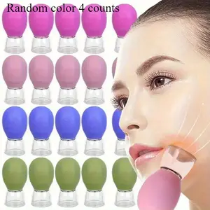 4-Piece Mini Facial Cupping Set, Manual Massage Tool, No Battery Needed, Skincare Routine, Facial Rejuvenation, Handheld Device, Compact Design, Lightweight, Reusable
