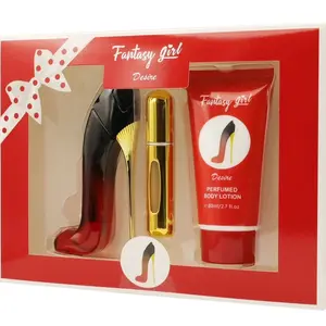 Fantasy Girl Desire Set - 3.4 oz Eau de Parfum, 0.6 oz Travel Spray, & 2.7 oz Perfumed Body Lotion - Ideal Gift for Women with Lychee Scent