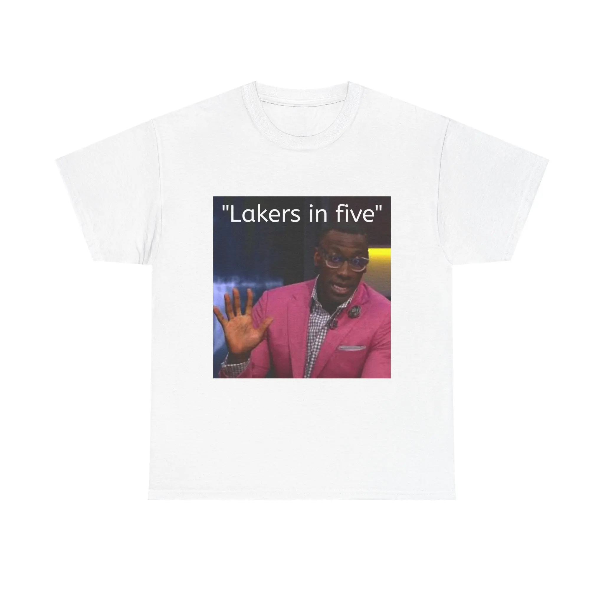 Lakers in Five Unisex Heavy Cotton Tee | Basketball Fan Gift, Sports Apparel, Casual Wear, Game Day Shirt, Birthday Present