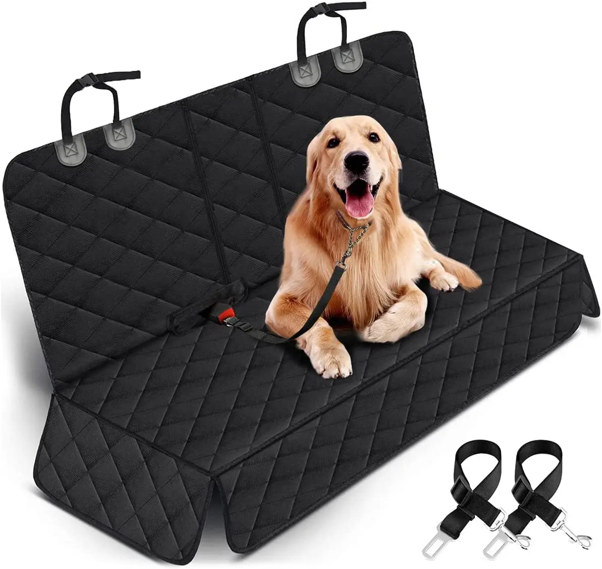 Dog Car Seat Cover, Back Seat Cover for Dogs Pet Car Seat Protector Waterproof Bench Car Seat Cover, Non-Slip Reat Seat Cover Fits Middle Armrest for Most Cars Trucks Suvs - Black DRIVIM