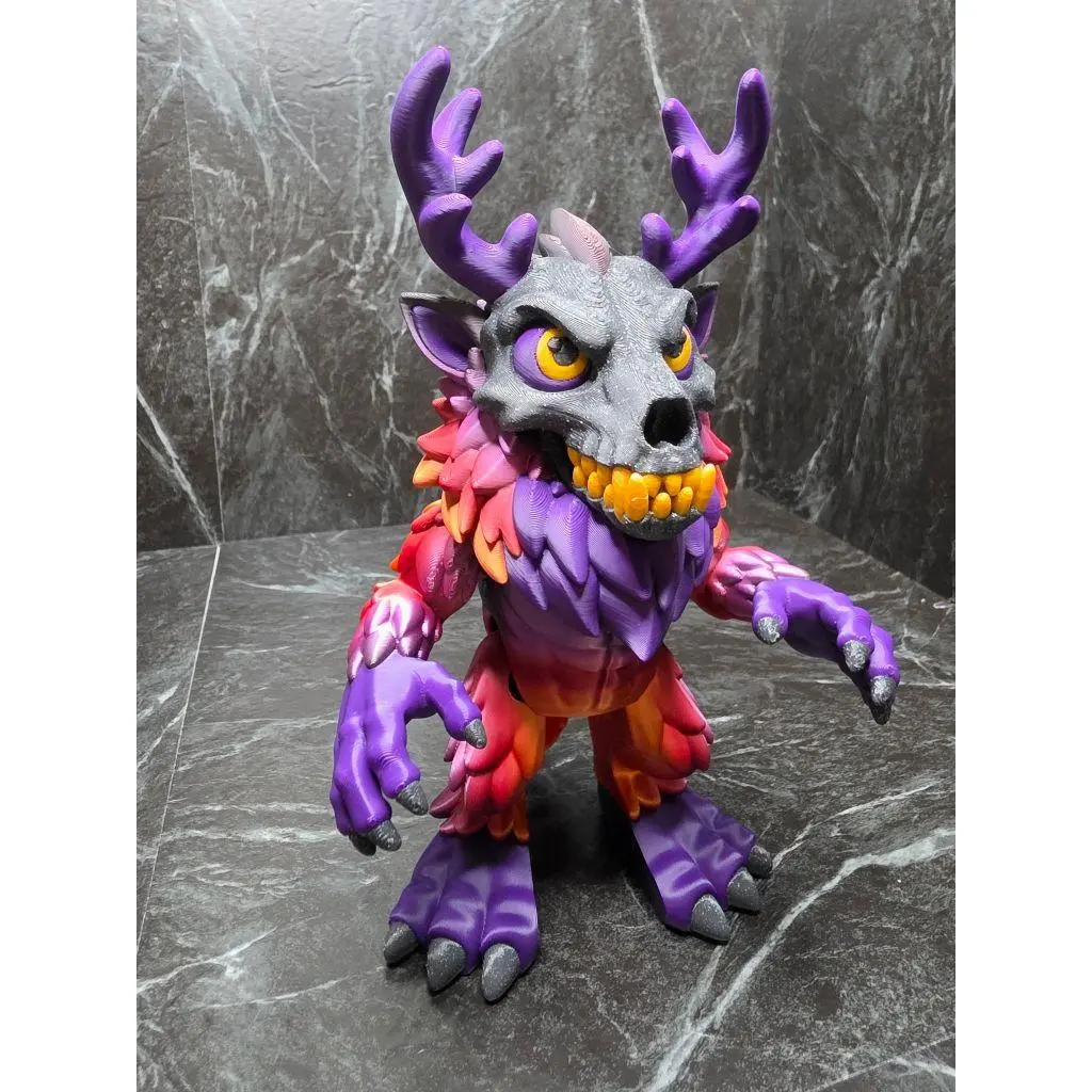 Wendingo 8" Tall Articulating Figure with Red Purple Black Gradient & Black Galaxy Gradient for Halloween Decoration or Toy