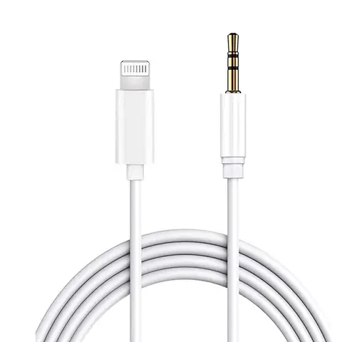 1 x 3.5mm Audio Cable for iPhone - Portable 1m/39.37" High-Quality Copper Core AUX Cable, 3.5mm Male Plug, Easy Speaker Connection, Compatible with iPhone 14/13/12/11 Pro/X/8 & iPad Mini Devices, White Audio Accessory