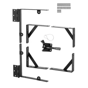 summervibes VEVOR Gate Corner Brace Bracket, Anti Sag Gate Frame Hardware Kit, Gate Frame Brace Bracket with Latch Lock Rope, Latch Lock, for Shed Doors, Corral Gates, Driveway Gates, Wood Windows, Iron, Black