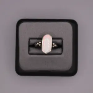 Sterling Silver Stone Ring - Rectangle Opal