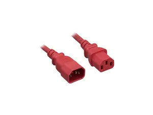 Nippon Labs 18 AWG Power Extension Cable, IEC320 C13/C14, 18AWG, SJT, 10A, 250V, Red, 3 ft. Power Cord