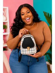 Cute Plaid Backpack Purse for Women Mini Fashion Shoulder Bag with Elegant Lock Buckle and Soft Leather Flap, Trendy Small Travel Backpack for Teen Girls, Perfect Christmas Birthday Halloween Gift for Wife Girlfriend Mom and Best Friends