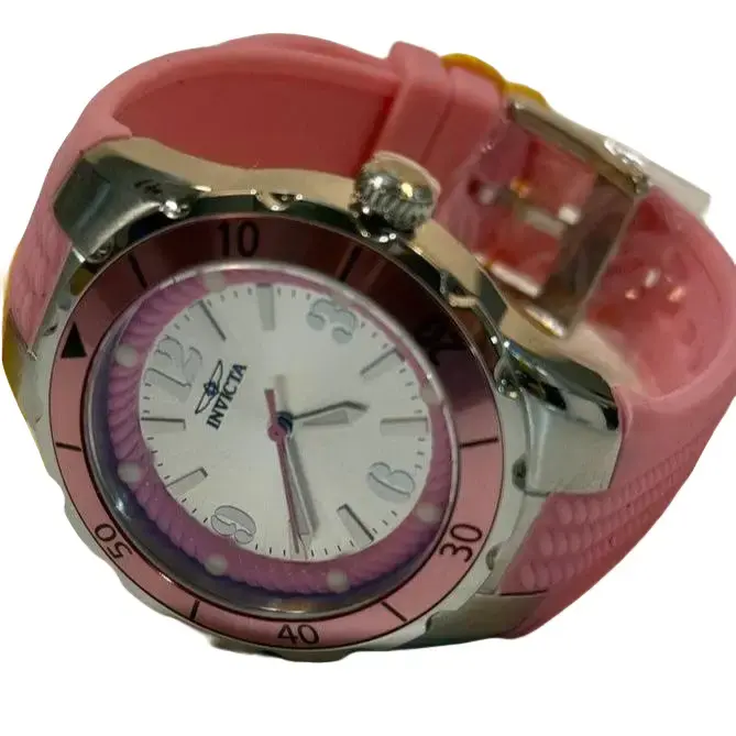 Invicta 17480 Angel Halo Women's Fashion Watch, 38mm Silver Dial, Pink Silicone Band, Analog Quartz, 20 - 22Mm Band Width, Water Resistant, Buckle Closure, 3-Year Durability for Active Lifestyles