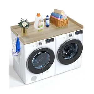 【FathersDayGift】 VEVOR Wooden Washer Dryer Countertop, 54"x27" Oak Washing Machine Cover, Water-Resistant Laundry Machine Topper with Anti-Slip Pads, for Laundry Room Organization
