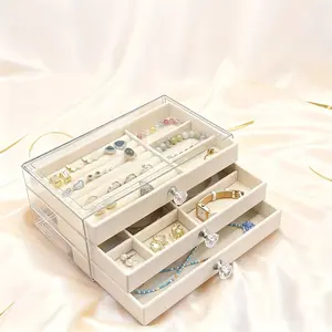 Jewelry box, multi-layer design, separate storage for earrings and necklaces, velvet lining, ideal for bedrooms and bathrooms, multi-purpose, jewelry box, Durable Reinforced Organizer