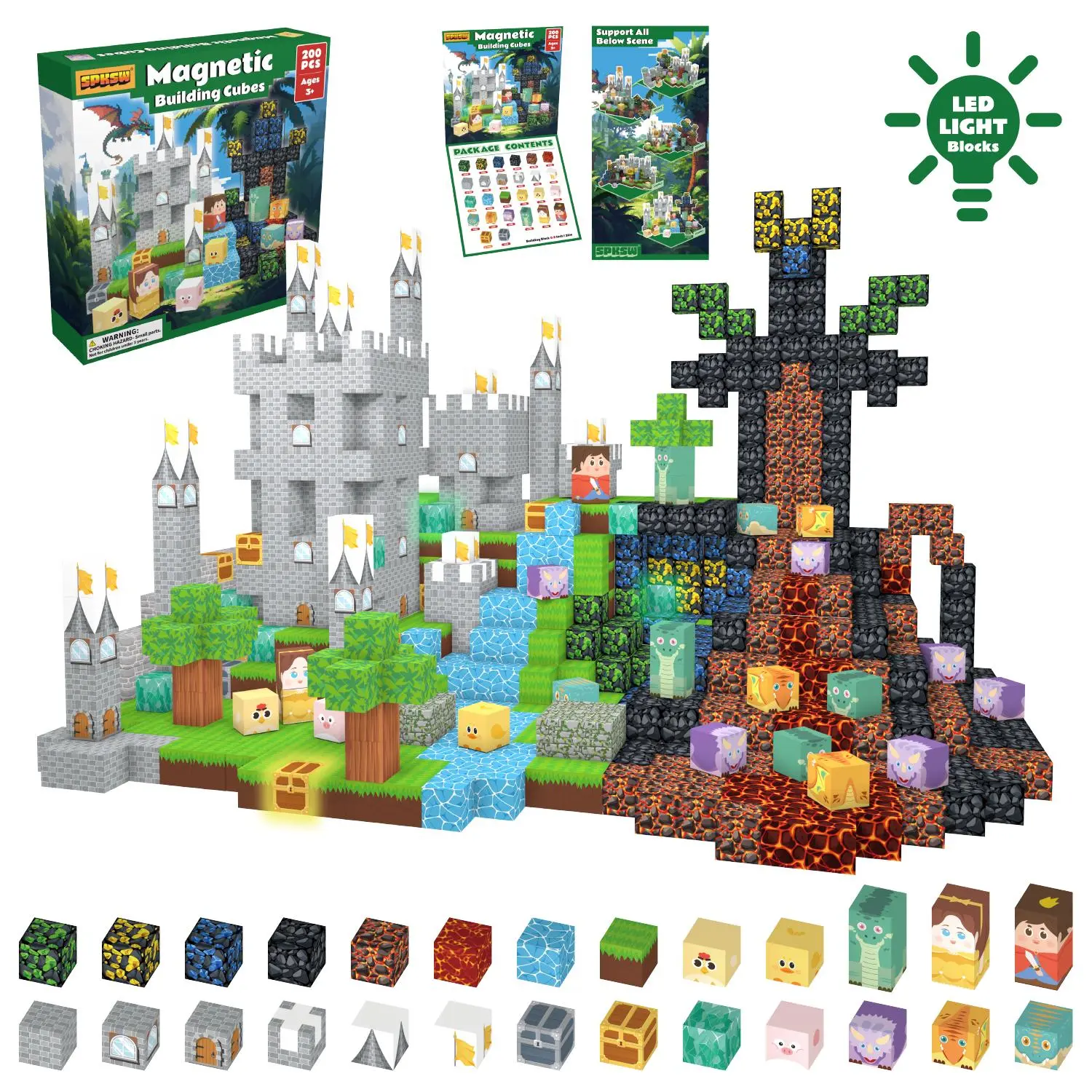 Unisex Dinosaur-Style Magnetic Square Puzzle Building Blocks - 100pcs/200pcs DIY Kits for 4+ Years Kids, Open Ended Play Toy, Colorful Magnet Tiles Model Building Kits, Hands-On Learning, Indoor Play Gift Ideas