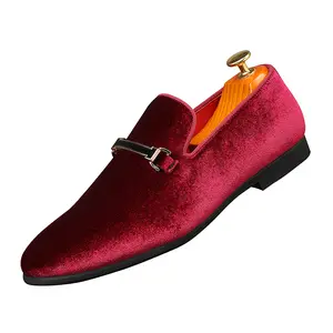 Men's Velvet Loafers Dress Slip On Tuxedo Wedding Prom Footwear