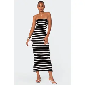 Knit Back Slitted Maxi Dress
