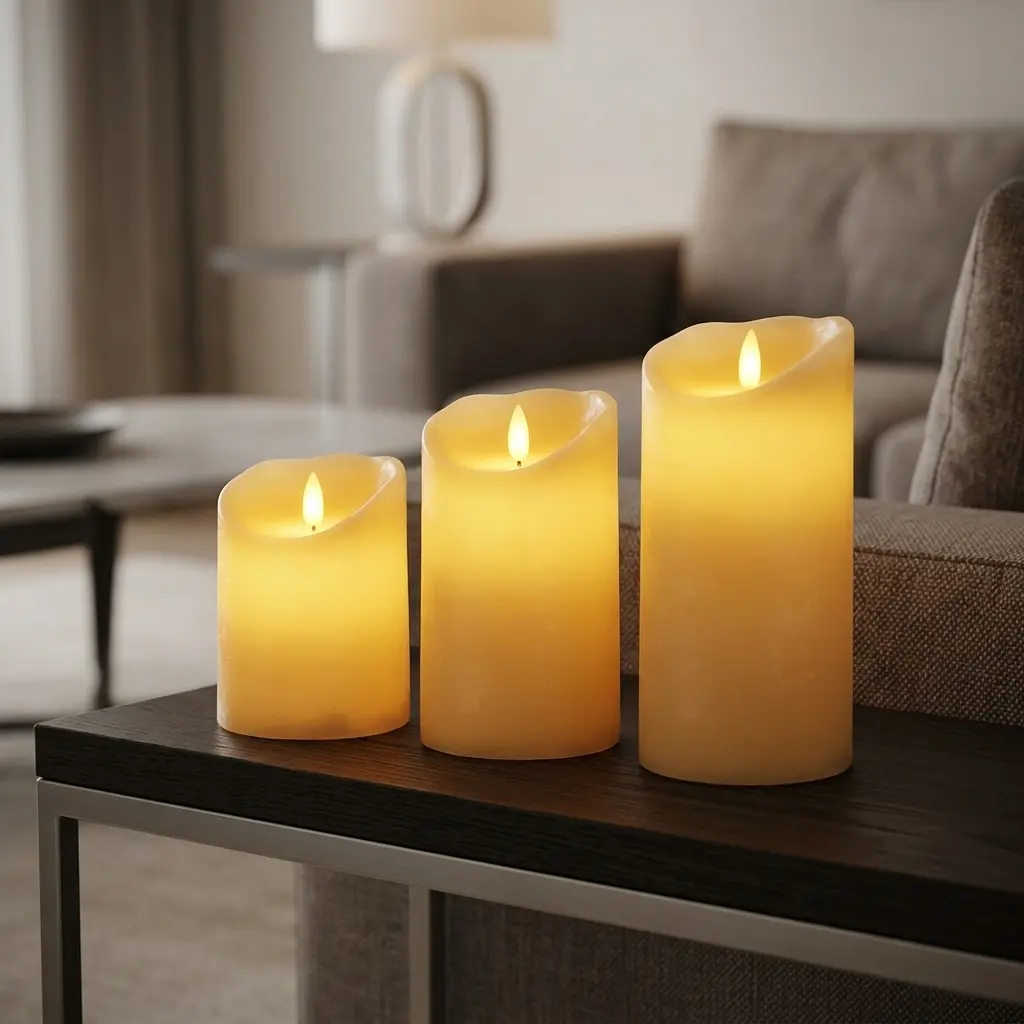3-piece LED electronic candle set, tapered realistic candle lights ...