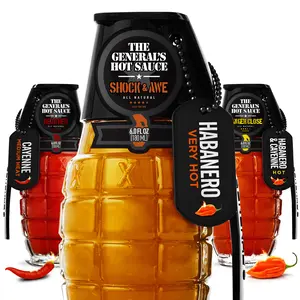 The General's Hot Sauce Heat Seeker 3-Pack 6oz Bottles - Made with American-Grown Cayenne & Habanero Peppers, Dead Red, Danger Close, Shock & Awe, Gourmet Flavor and Spice
