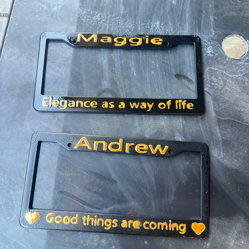 Customized license plate frames