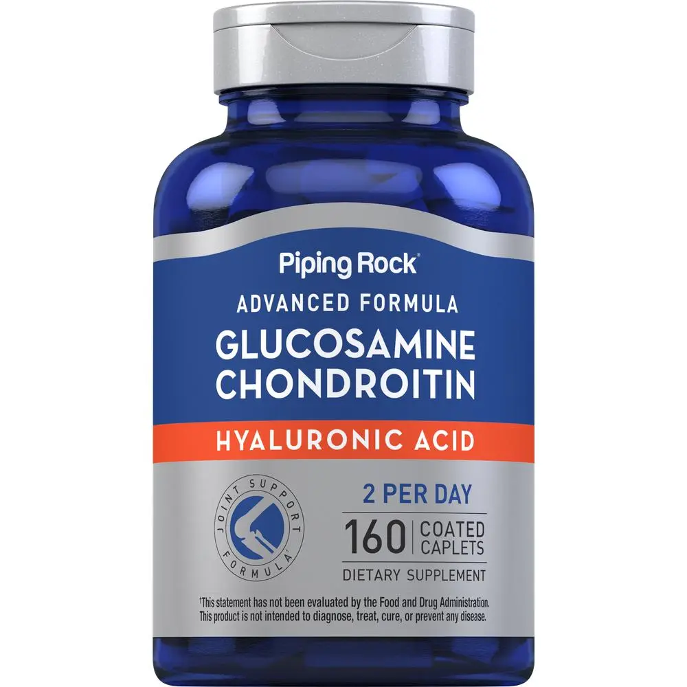 Piping Rock Glucosamine Chondroitin for Women and Men | 160 Caplets | Supplement with Hyaluronic Acid | Advanced Formula | Non-GMO, Gluten Free