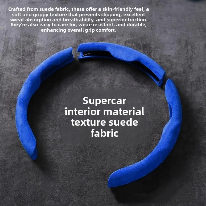 Suede Fabric Car Steering Wheel Cover - Anti-Slip Grip, 4-Season Fashionable, Odor-Free, Universal Fit Steering Wheel Covers, Car Accessories, Vehicle Accessories, Automotive Interior Kit, Car Interior Kit