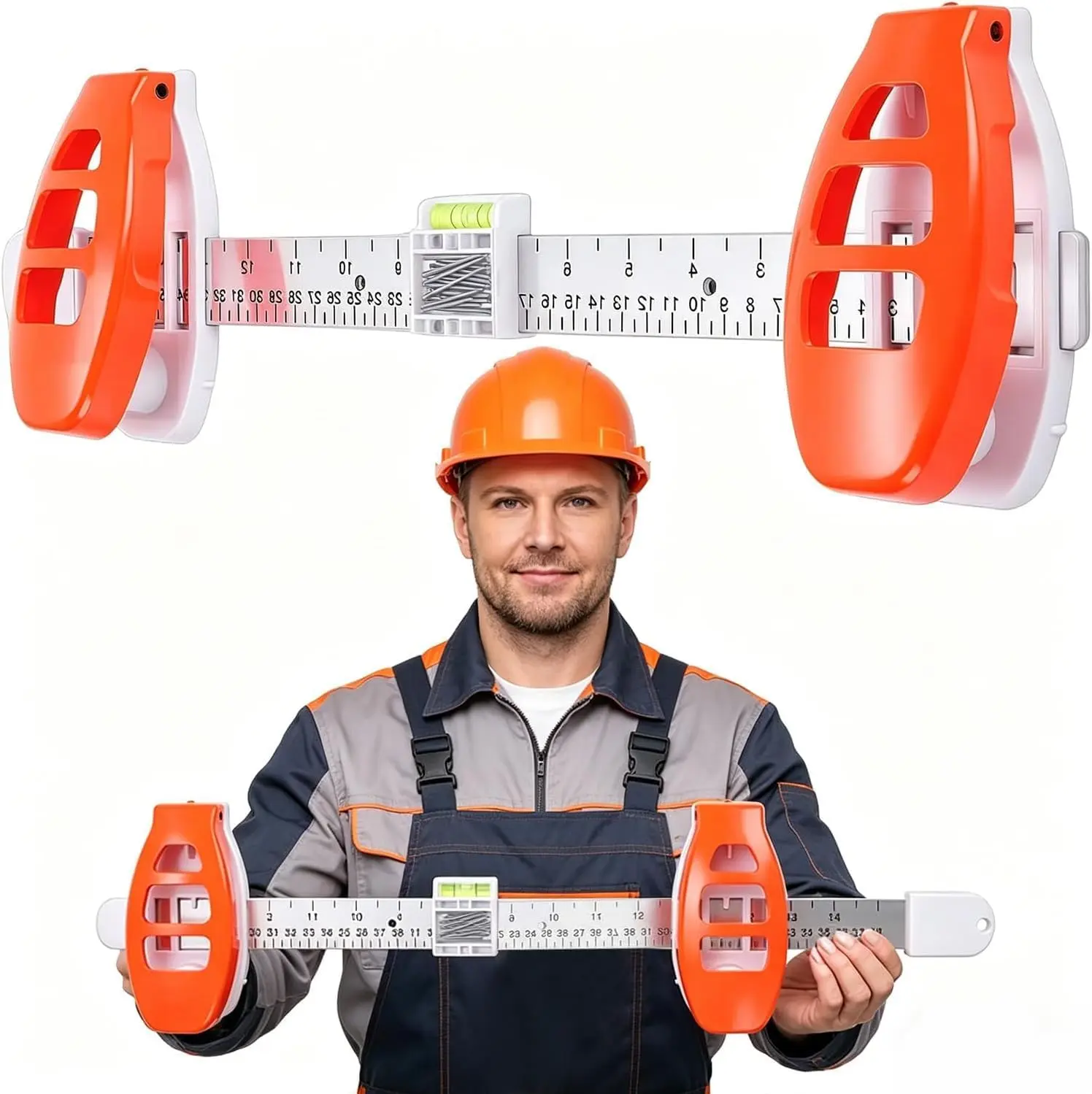14.5-Inch Compact Shape Bubble Level Ruler with Built-In Level & Nails, Easy Alignment Tool for Frames & Artwork, Wall Mounting Guide for Home Decoration Installation (Indoor Recreation Equipment)