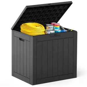 31 Gallon Deck Box, Lockable Outdoor Storage Box Indoor and Outdoor Use, Waterproof Resin Package Delivery Box