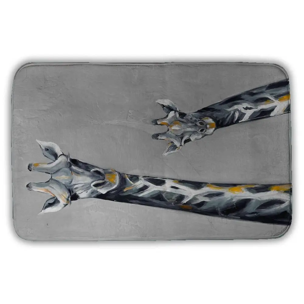 360 Stand Steel Blue Retro Giraffe Print Bath Mat - 21x34 in Rectangle Microfiber Foam Slip-Proof Bath Mat, Wildlife Home Decor Bathroom Accessory, Bathmat, Non Slip Microfiber, Bathroom Supplies, Water Absorbent Mat