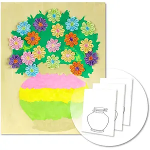 DIY Vase Pre Drawn Canvas Painting Kit 3-Pack 8x10 Inch Canvas Panels 40 Tassel Flowers 8 Acrylic Paints 3 Brushes & Double-Sided Tape Creative Art Kit for DIY Projects & Crafting Fun