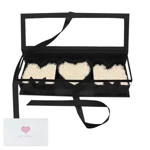 “MOM” Flower Gift Letter Shaped Fillable Box, with Plastic Liner,for Luxury Style Flower and Gift Arrangements(Black with Window)