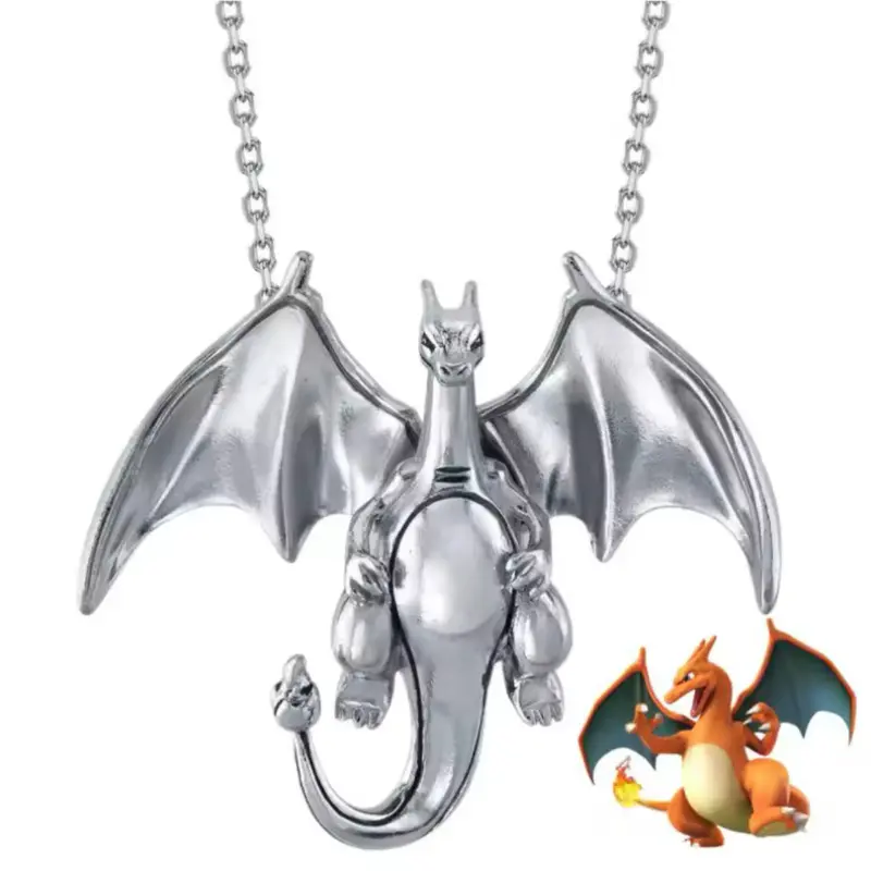 23.5 inch Silver Color Alloy Charizard Necklace
