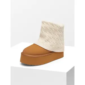 Dream Pairs Women's Cable Knit Cuff Platform Winter Snow Boots,summervibes