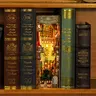 Tonecheer Left Bank Bookstore 3D Wood Craft Kit for Adults - 3D Puzzle, Book Nook, DIY Bookend with Sensor LED Lighting, Multi-Compartment Woodwork Decor, Gifting Option (Requires 2 AA Batteries)