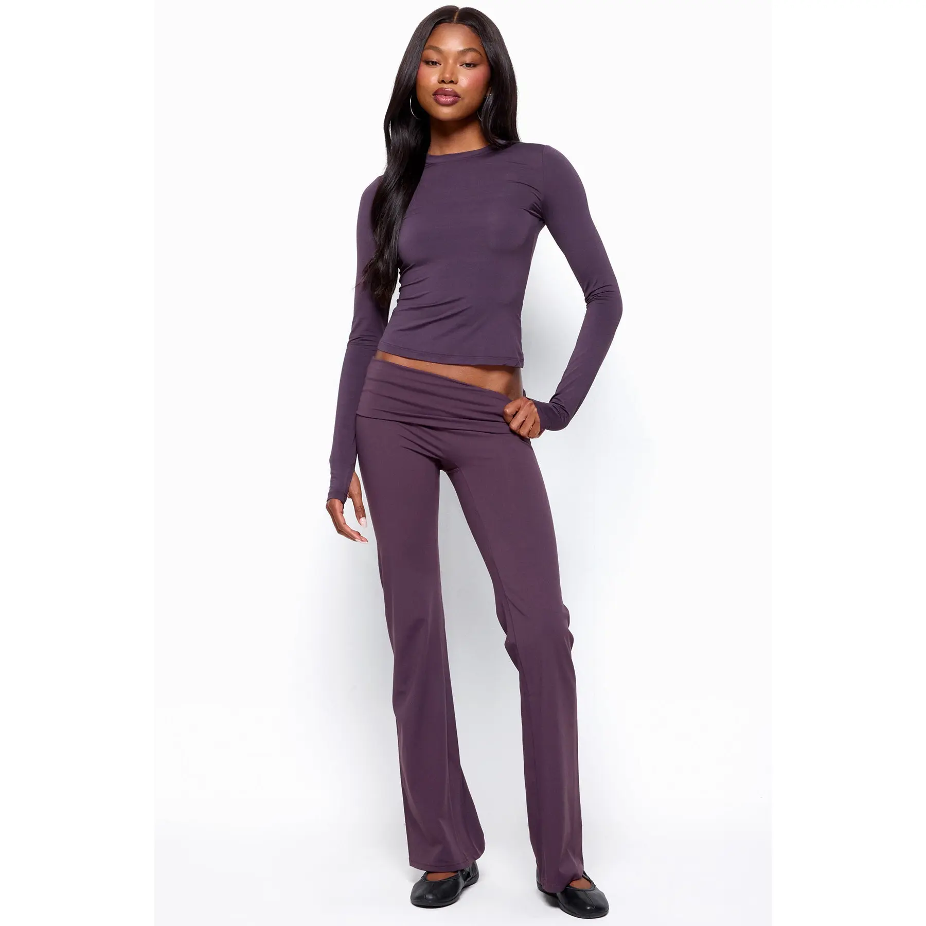 Oriane Foldover Flared Leggings Oriane Foldover Flared Leggings