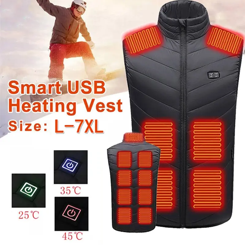 Women's Heated Vest - Classic Waistcoats with 15 Heating Zones, Plus Size Up to 7XL (Including 4XL,5XL,6XL), Polyester, for Outdoor Hiking Skiing, Minimalist