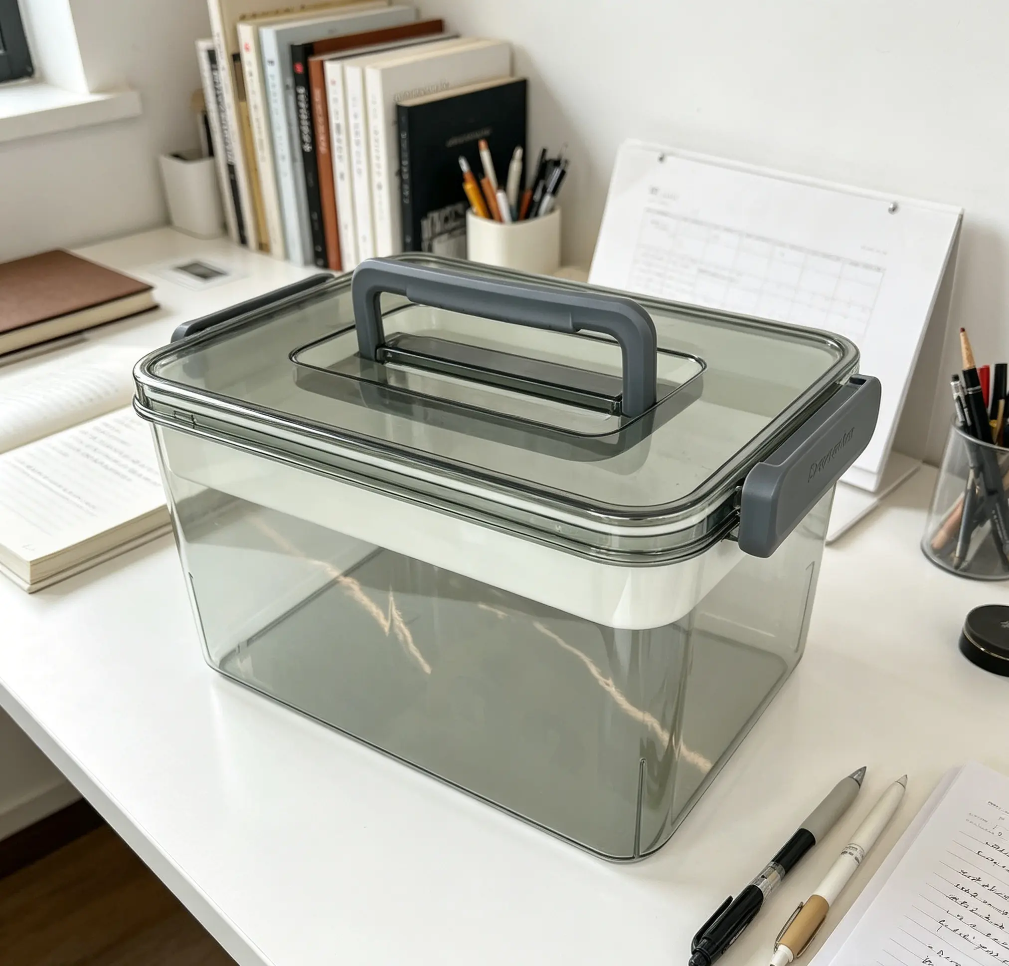 Transparent Thick Plastic Medicine Storage Box - Home Supplies, Low-Maintenance Organizer with Lid, Carry Handle, Secure Seal, Detachable Divider for Pills, Beauty Products, First Aid, Travel Use, Durable
