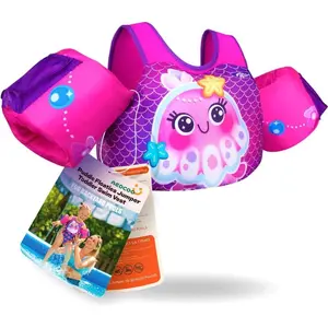 Puddle Float Jumper 20-30-50-60-70 Pounds, Toddler Swim Vest for 1-3-5-6-9 Years Old, Pool Floats with Swimming Arm Floaties Swim Jacket & Water Wings for Kids Swimmies, Boys, Girls, Niños