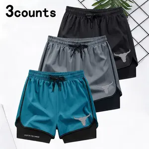 3Pcs/Set Men's Sports Shorts Quick Dry Breathable Gym Running Workout Shorts With Pockets