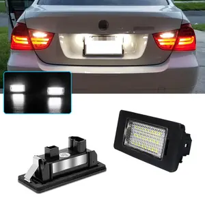2pcs White LED License Number Plate Lights For BMW 1 3 5 X Series X3 X5 X6 E82 E88 E90 E91 F30 E92 E93 E46 M3 F10 E60 E61 E39 F25 E70 E71 220i 320i 328i 335i 435i 520i, etc Replace OEM 63267165646 63267193293