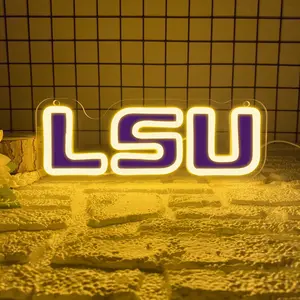 LSU University Neon Signs for Wall Decor, Neon Lights for Bedroom Ambient Light LED Signs Suitable for Man Cave,Led Wall Art for Dormitory、Bedroom，Birthday、Christmas gifts for Man, Led Lighted Atmosphere Lighting