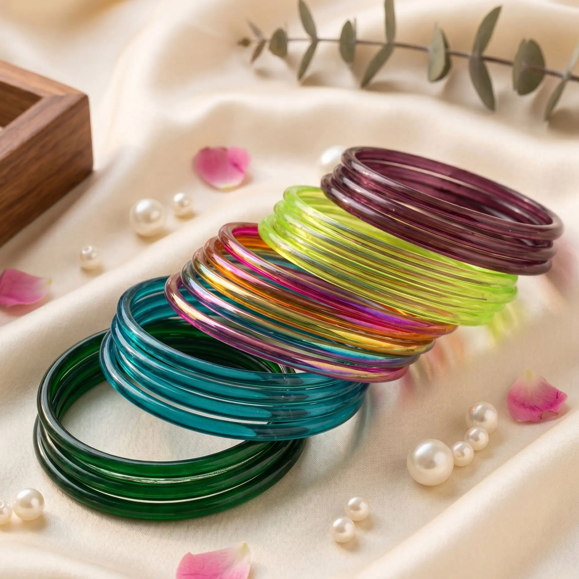 Jelly Bangles 8 Pcs Set Indian Glass Bangle for Wedding & Gift