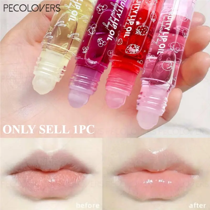 1pc Hydrating Moisturizing Fruit Oil Lip Gloss Pen - High-Shine Glossy Finish & Long-Lasting Moisture Seal, Easy-Roll Rollerball Tip for Effortless Glide, Non-Tacky Comfort for Sensitive Lips - Portable Lip Care Gloss Stick Lip Moisturizer Lip Balm