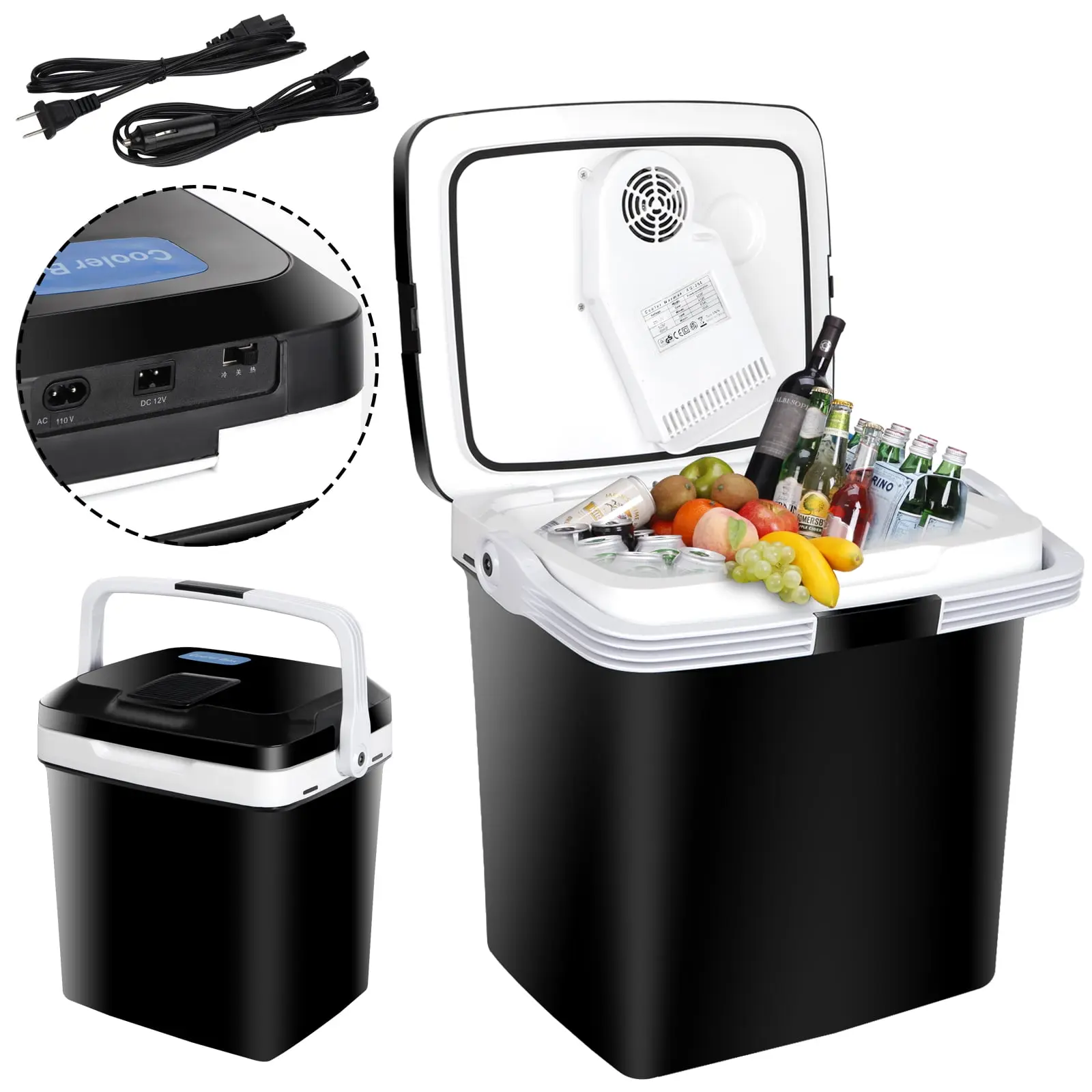 SEGAWE 26L Compact Thermoelectric Outdoor Beverage Cooler - 28Qt A++ Energy Efficiency, Black Mini Fridge for Camping, ATV-Compatible Household Refrigerator, Outdoor Cooler